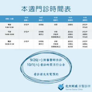 週一陳馨醫師休假